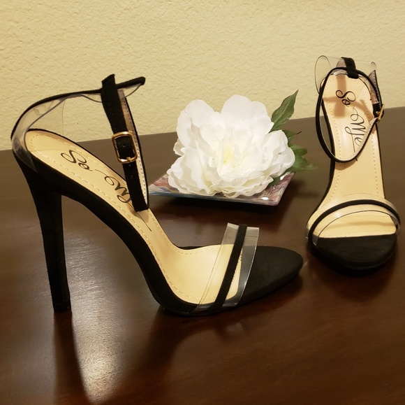 Black and clear high heels - Picture 3 of 6